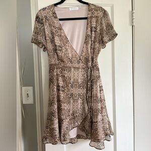 All in Favor snakeskin wrap dress